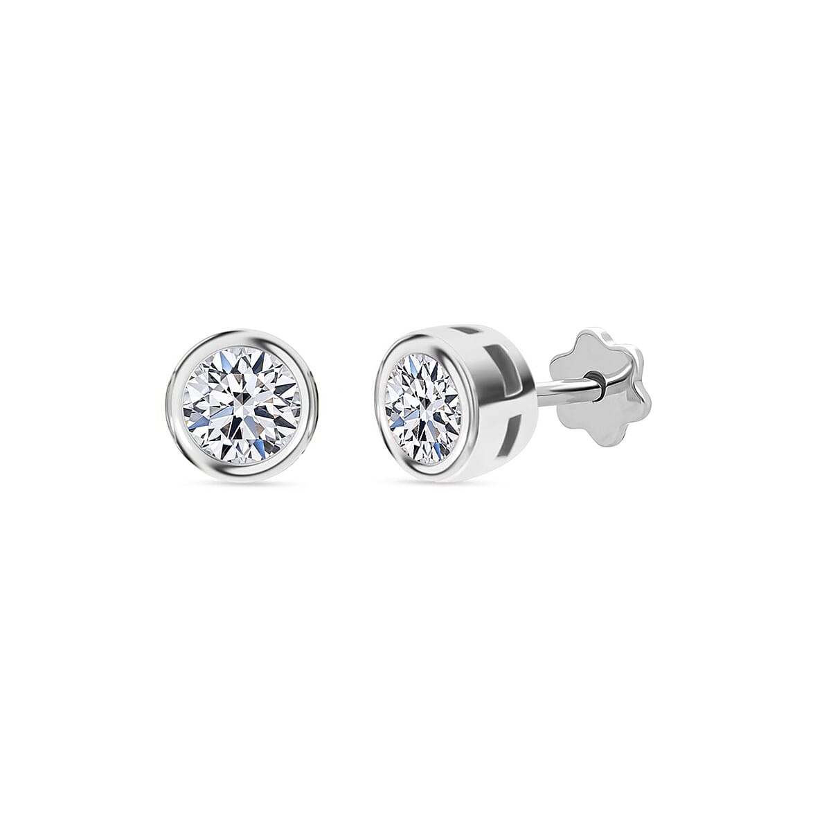 Luxuriant Lab Grown Diamond Earring in Rhodium Overlay Sterling Silver 0.20 Ct.