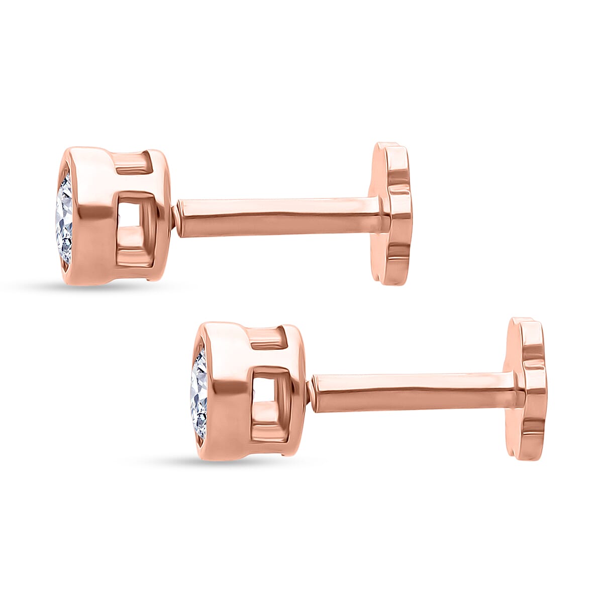 Luxuriant Lab Grown Diamond (SI-GH) Earring with Screw Back in 18K Vermeil Rose Gold Plated Sterling Silver 0.33 Ct.