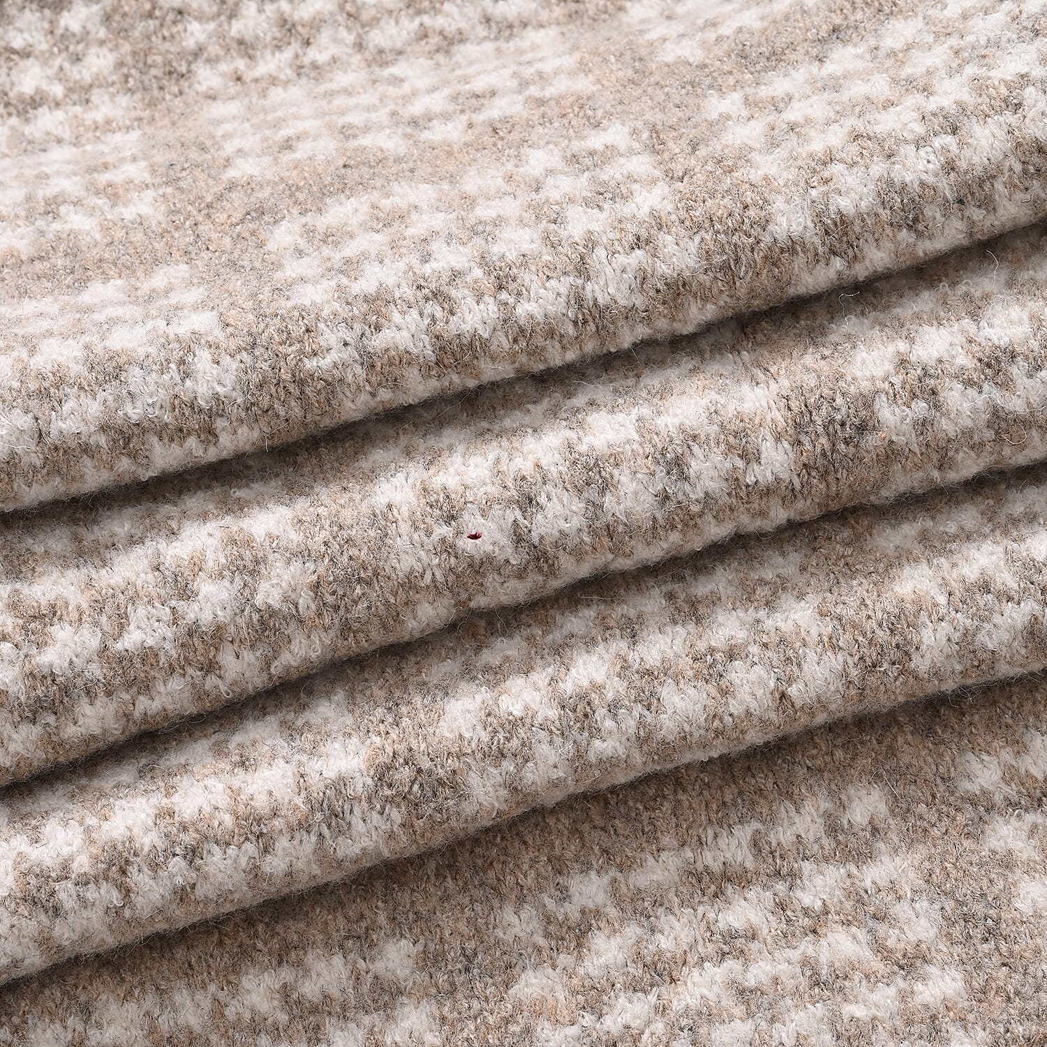 La Marey Super Soft Wool Blend Checkered Scarf with Tassel (180 X 30cm, One Size) - Beige