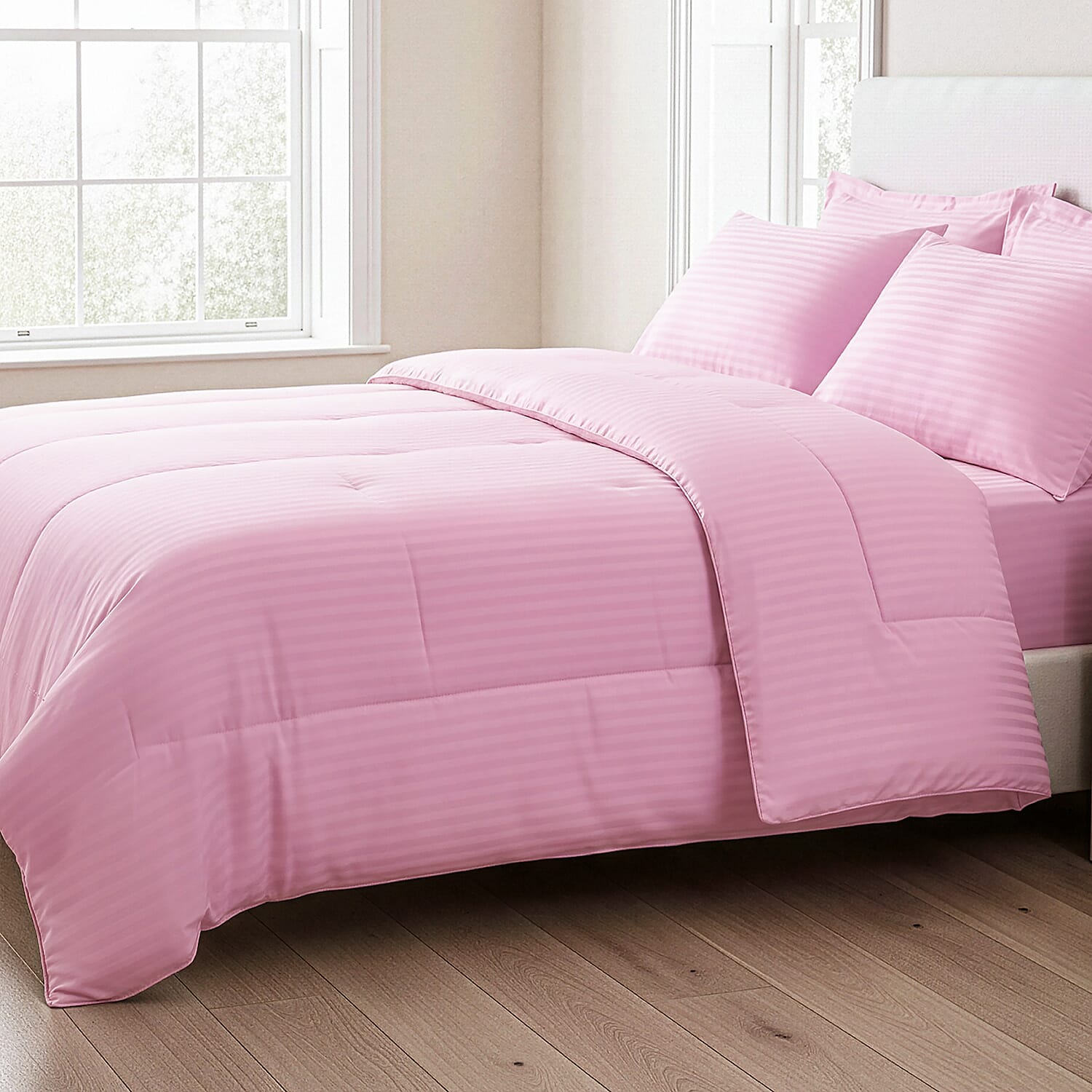 Hush-Haven-6-Piece-Summer-Striped-Comforter-Set-inc-Comforter-Fitted-S