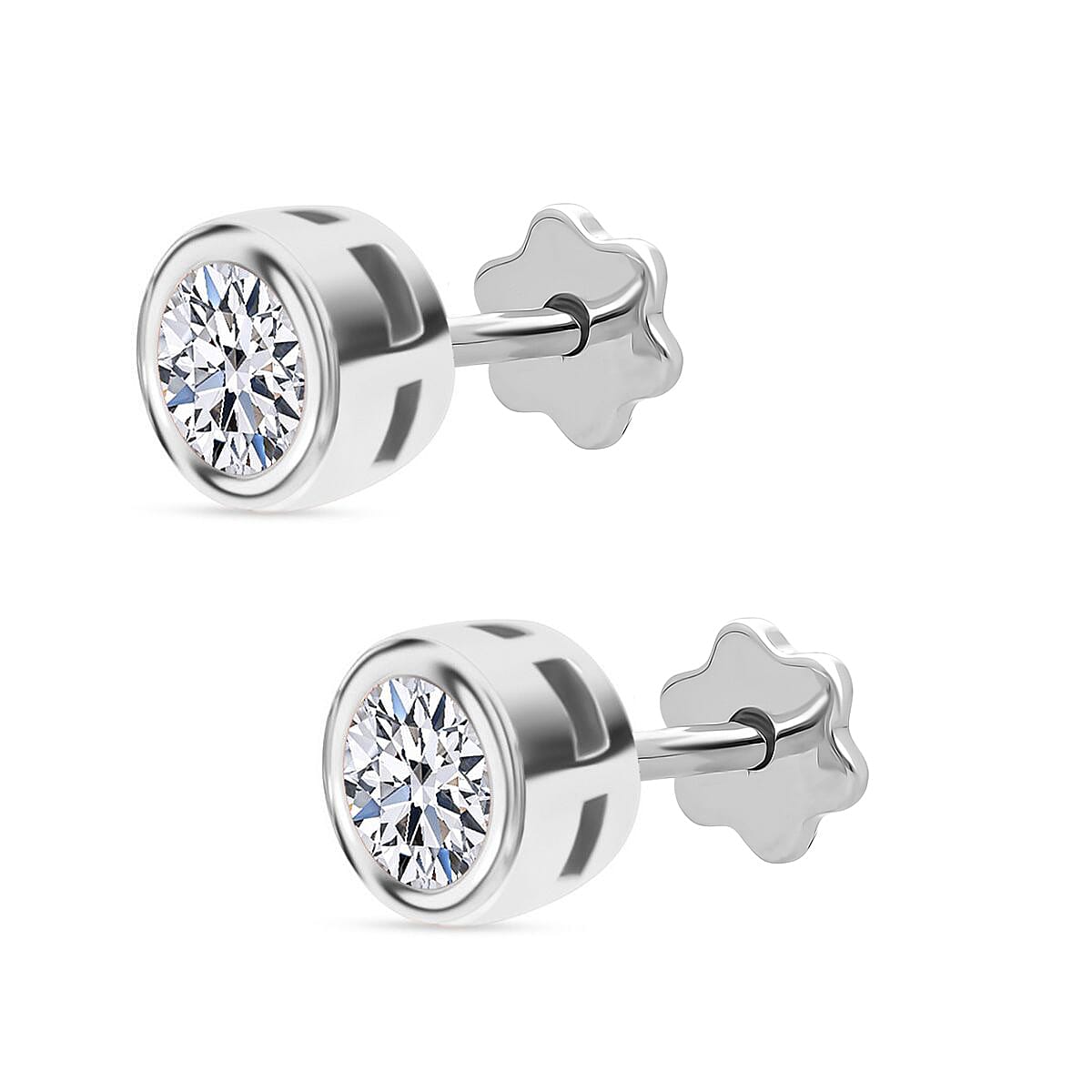 Luxuriant Lab Grown Diamond Earring in Rhodium Overlay Sterling Silver 0.50 Ct.