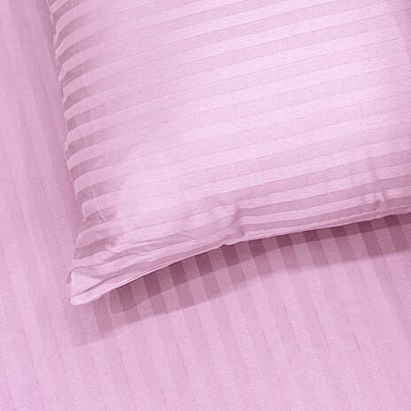 THE OPULENT LUXURY -Hush Haven 6-Piece Summer Striped Comforter Set - inc Comforter, Fitted Sheet, 2xHousewife - 2xOxford Pillowcase (King, 225 x 220cm) - Pink