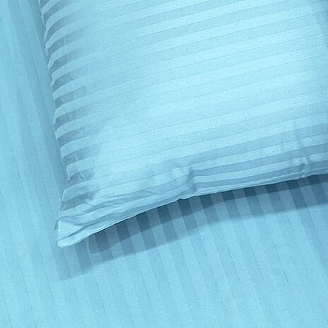 Hush Haven 6-Piece Summer Striped Comforter Set - inc Comforter, Fitted Sheet, 2xHousewife - 2xOxford Pillowcase (King, 225 x 220cm) - Turquoise