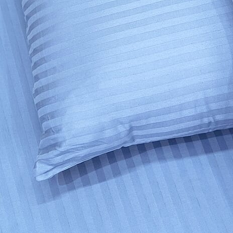 THE OPULENT LUXURY -Hush Haven 6-Piece Summer Striped Comforter Set - inc Comforter, Fitted Sheet, 2xHousewife - 2xOxford Pillowcase (Double, 200 x 200cm) - Blue