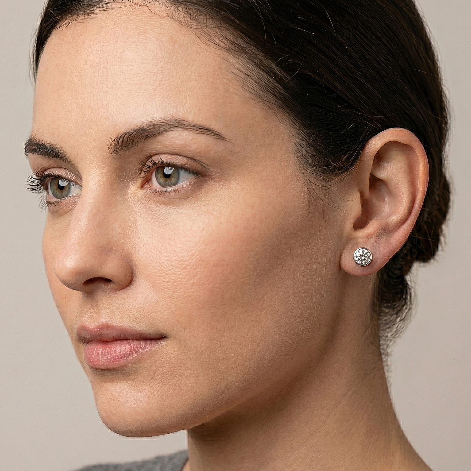 Luxuriant - Lab Grown Diamond (SI-GH) Earring with Ball Back in Rhodium Overlay Sterling Silver 1.00 Ct.