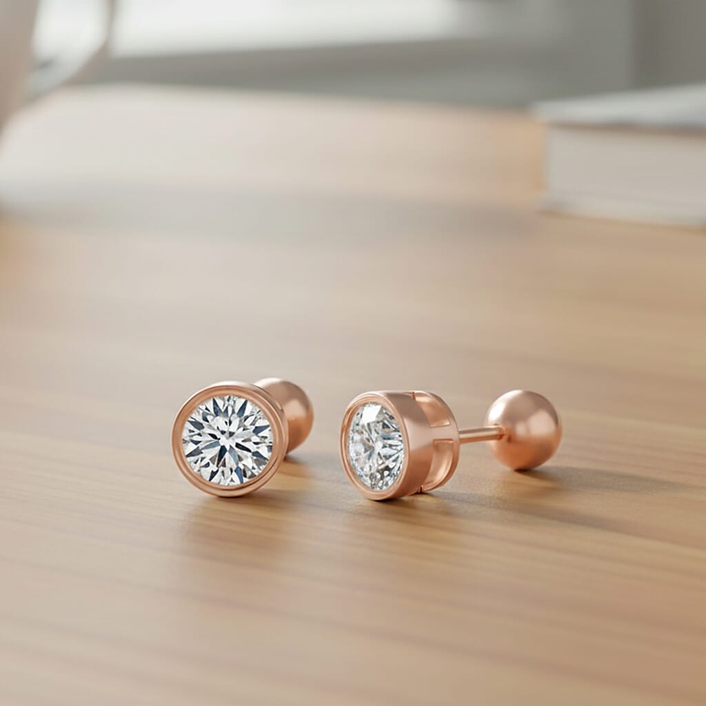 Luxuriant - Lab Grown Diamond (SI-GH) Earring with Ball Back in Rhodium Overlay Sterling Silver 1.00 Ct.