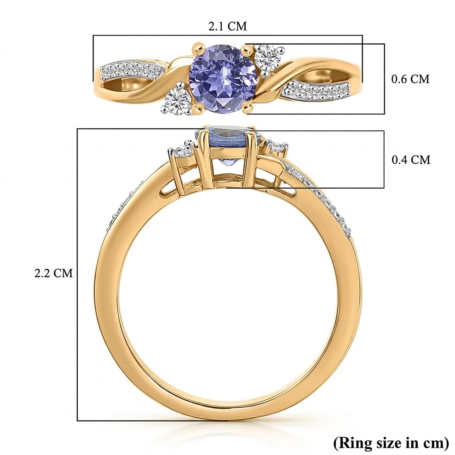 D'Joy Tanzanite, Moissanite Ring in Sterling Silver
