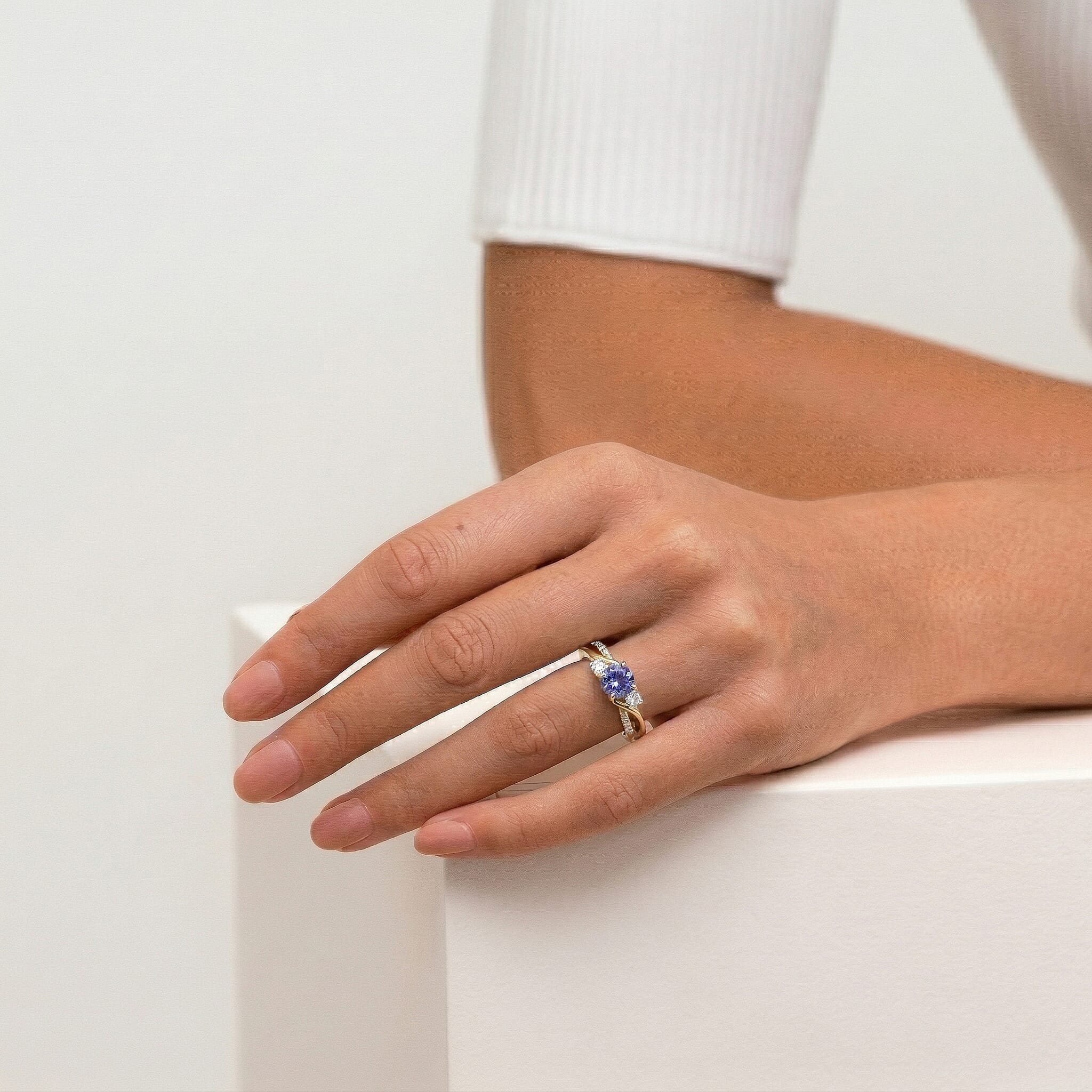 D'Joy Tanzanite, Moissanite Ring in Sterling Silver