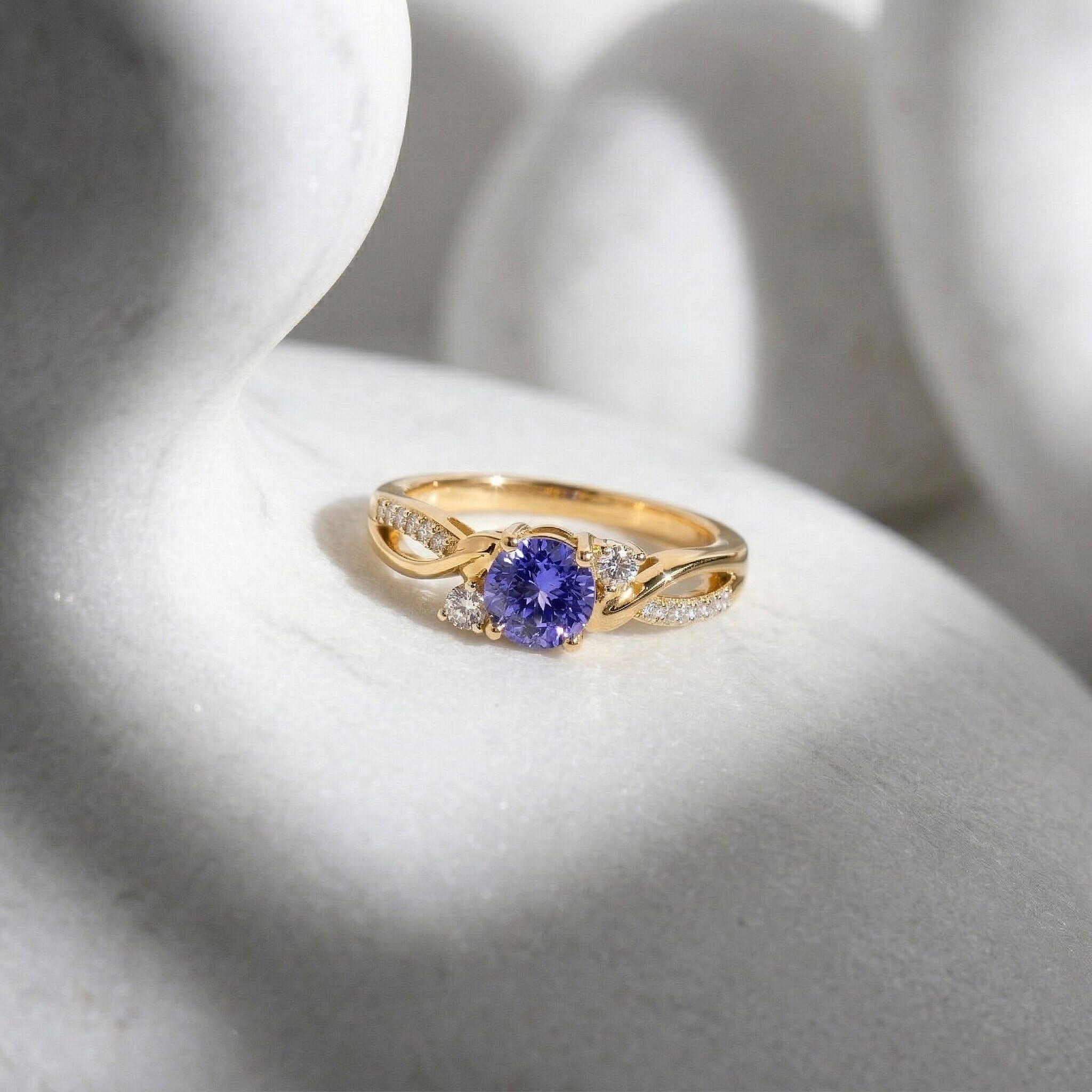 D'Joy Tanzanite, Moissanite Ring in Sterling Silver