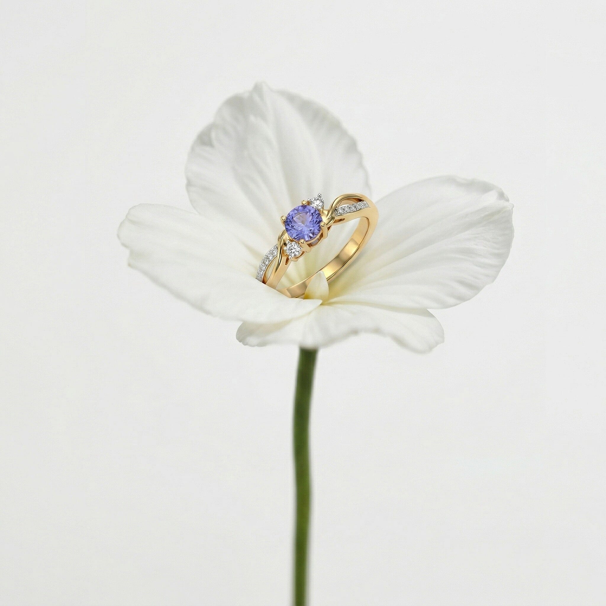 D'Joy Tanzanite, Moissanite Ring in Sterling Silver