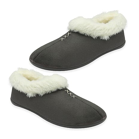 Lotus Bernarda Slipper Bootie&nbsp;With Cozy Faux Fur Trim (Size 7) - Grey