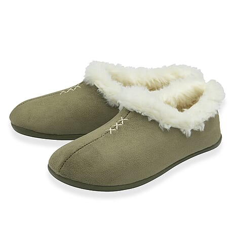 Lotus Bernarda Slipper Bootie&nbsp;With Cozy Faux Fur Trim (Size 4) - Khaki