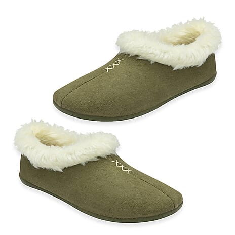 Lotus Bernarda Slipper Bootie&nbsp;With Cozy Faux Fur Trim (Size 7) - Khaki