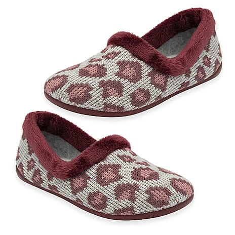 Lotus Feliciana Leopard Print Mule&nbsp;Slippers (Size 9) - Bordo