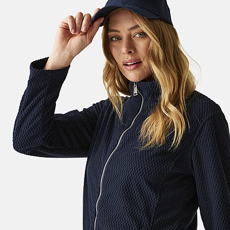 Regatta Womens Textured Full-Zip Fleece (Size 12) - Navy