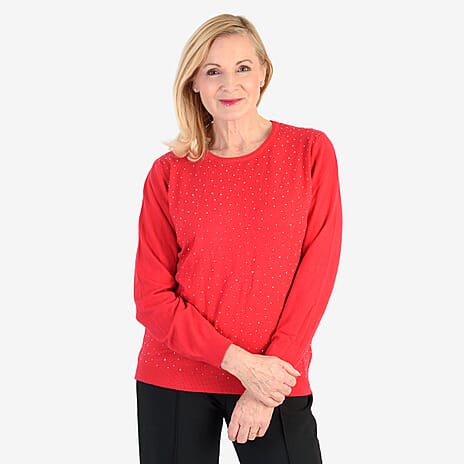 Pure And Natural Super Soft Sparkling Jumper (Size 18) - Red
