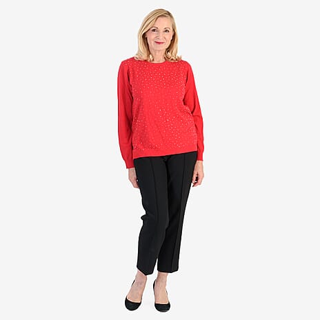 Pure And Natural Super Soft Sparkling Jumper (Size 18) - Red