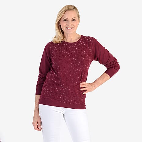 Pure And Natural Super Soft Sparkling Jumper (Size 14) - Burgundy