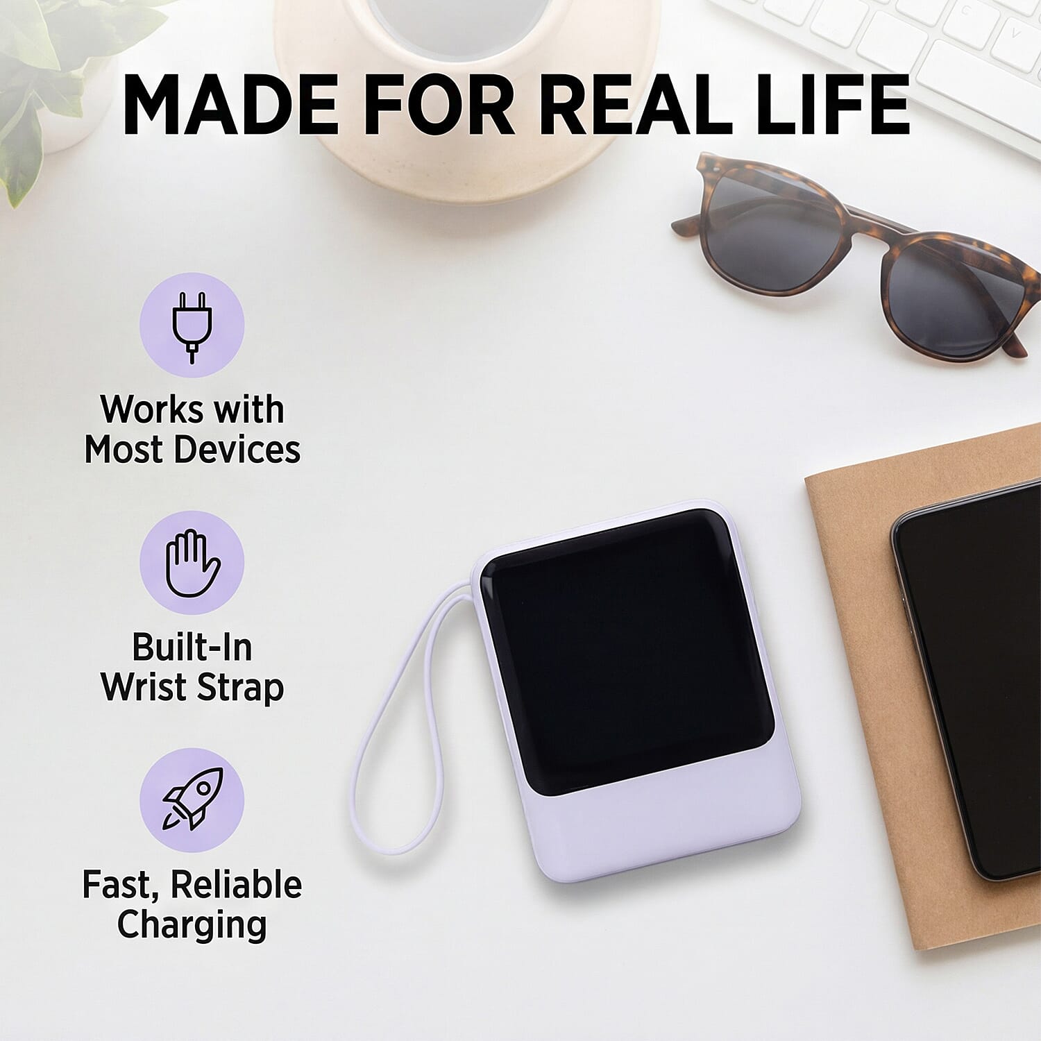 Portable Power Bank (10000mAh) - Purple