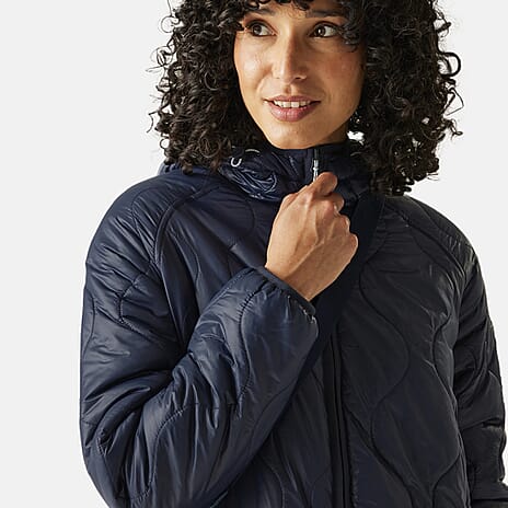 Regatta Womens Longline Waterproof Quilted Jacket (Size 14) - Navy