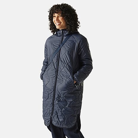 Regatta Womens Longline Waterproof Quilted Jacket (Size 18) - Navy