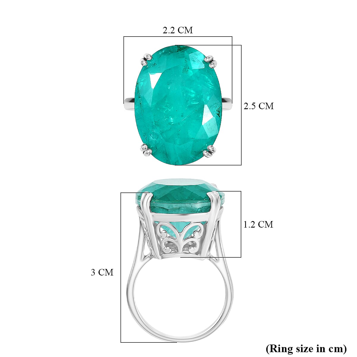 D'Joy Emeraldine Triplet Quartz Solitaire Ring in Rhodium OverlaySterling Silver, Silver Wt.5.5 Gms  27.137  Ct.