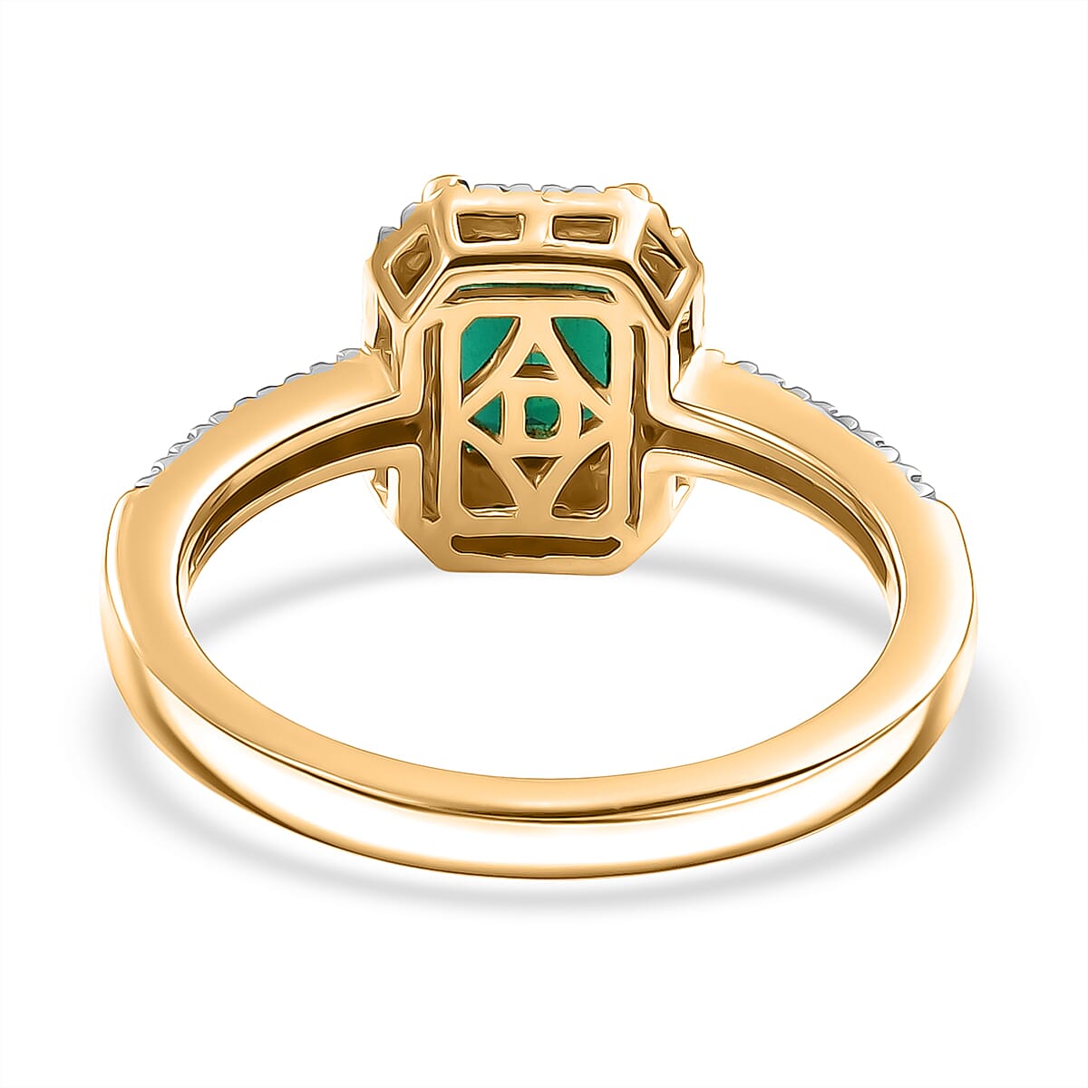 D'Joy Lab Created Emerald & Moissanite Ring in 18K Vermeil Yellow Gold Plated Sterling Silver 1.30 Ct.