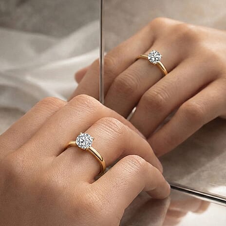 Luxuriant 18K Yellow Gold IGI Certified Lab Grown Diamond (VS-EF) Ring 3.00 Ct.