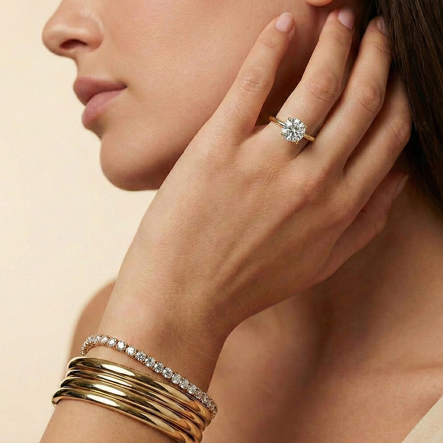 Luxuriant 18K Yellow Gold IGI Certified Lab Grown Diamond (VS-EF) Ring 3.00 Ct.