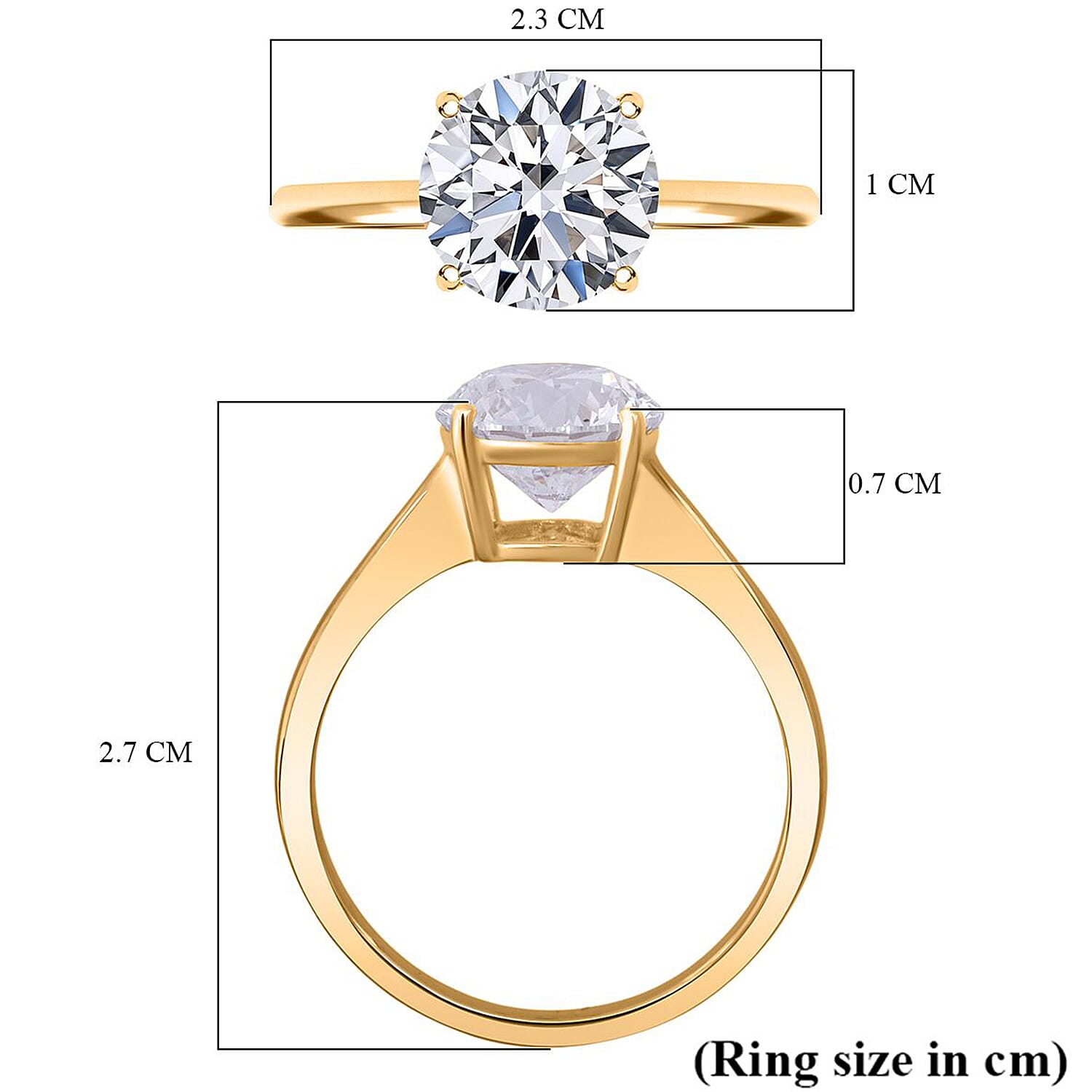 Luxuriant 18K Yellow Gold IGI Certified Lab Grown Diamond (VS-EF) Ring 3.00 Ct.