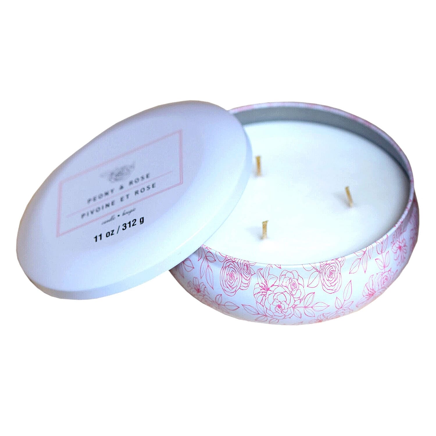 Ashland 3-Wick Tin Candle - Peony - Rose Scented, 11oz (312g)