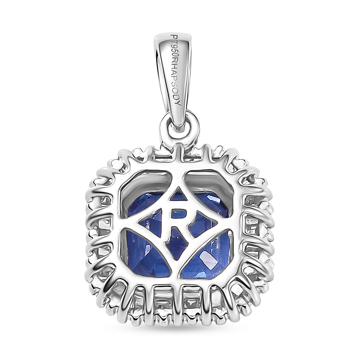 Rhapsody 950 Platinum AAAA Tanzanite White Diamond VS2 Main Stone With Side Stone Pendant, Platinum Wt.2.93 Gms  2.921  Ct.