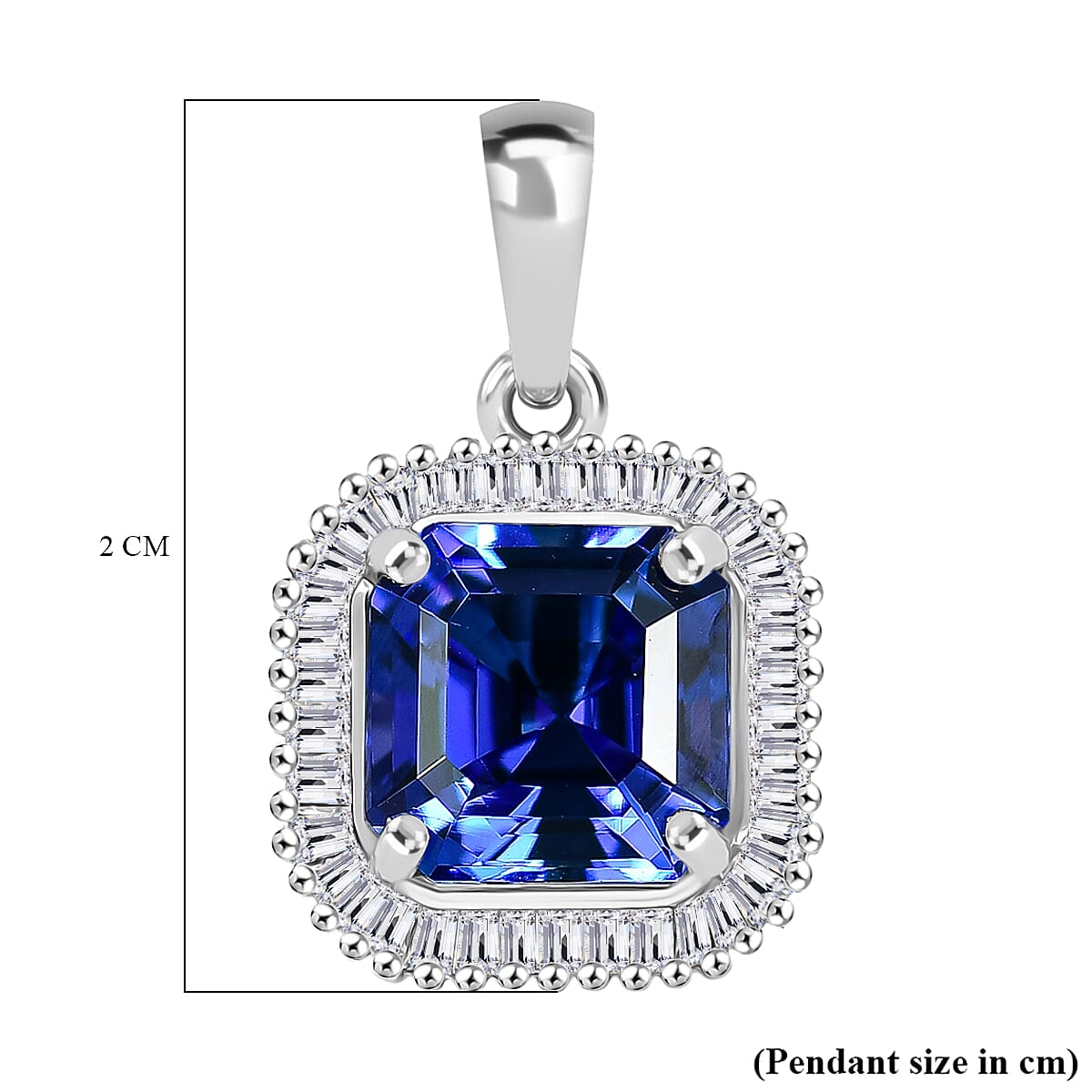 Rhapsody 950 Platinum AAAA Tanzanite White Diamond VS2 Main Stone With Side Stone Pendant, Platinum Wt.2.93 Gms  2.921  Ct.