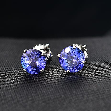 RHAPSODY  950 Platinum AAAA Tanzanite Solitaire Earring with Screw Back 2.70 Ct,