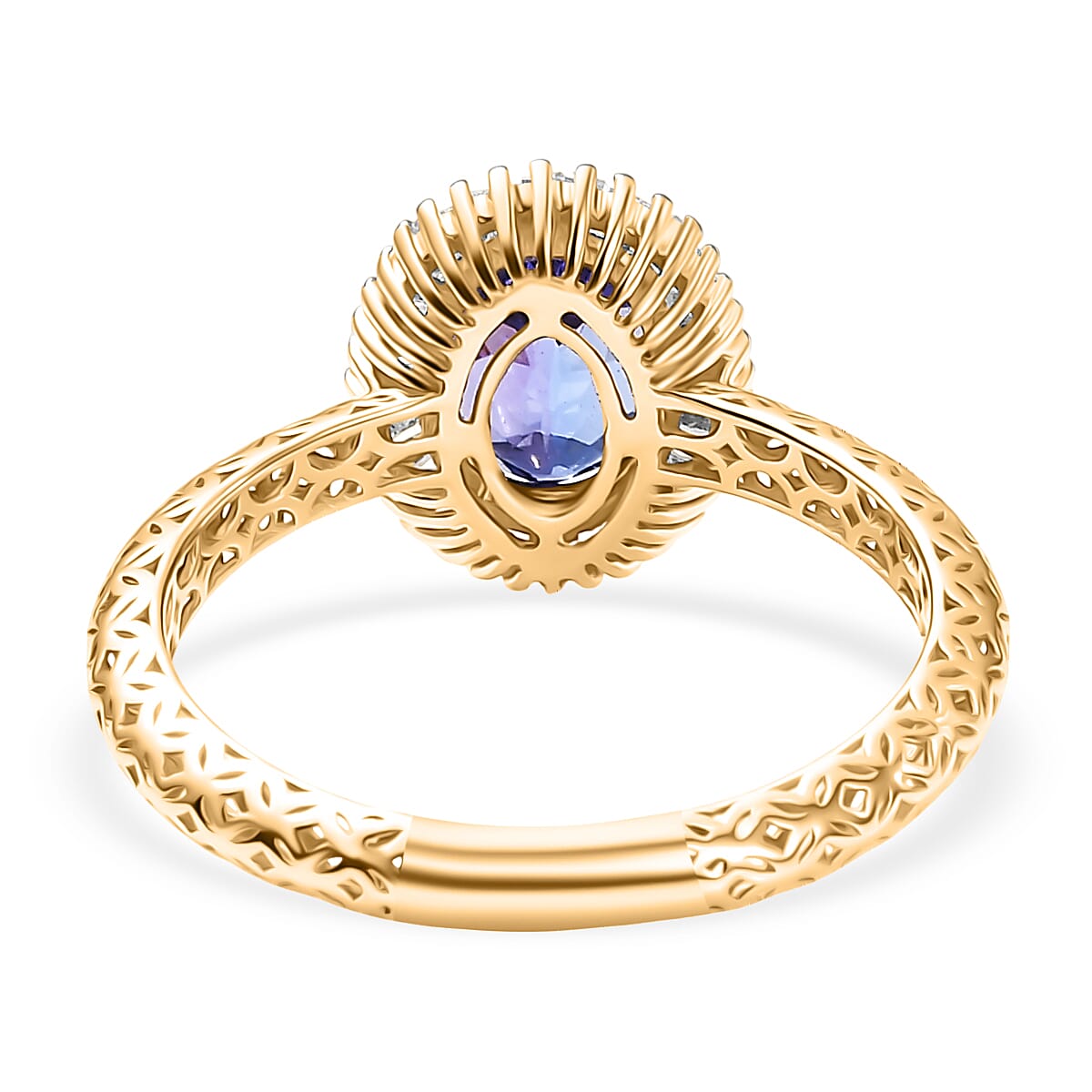 9K Yellow Gold AAA Tanzanite & White Diamond Ring 1.27 Ct.