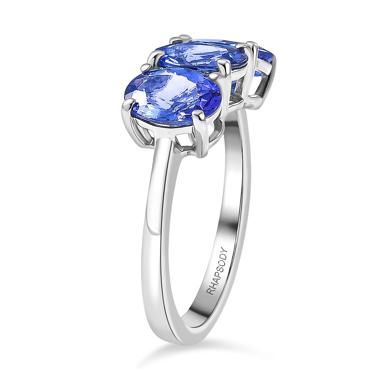 Rhapsody 950 Platinum AAAA Tanzanite Trilogy Ring 4.00 Ct, Platinum Wt. 5.00 Gms