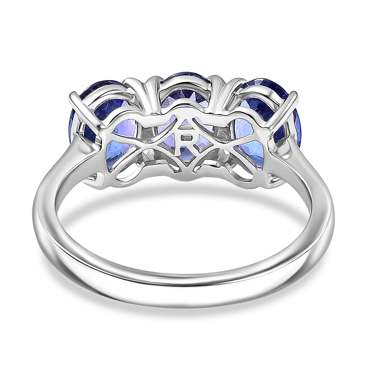Rhapsody 950 Platinum AAAA Tanzanite 3 Stone Ring, Platinum Wt.5.06 Gms  3.987  Ct.
