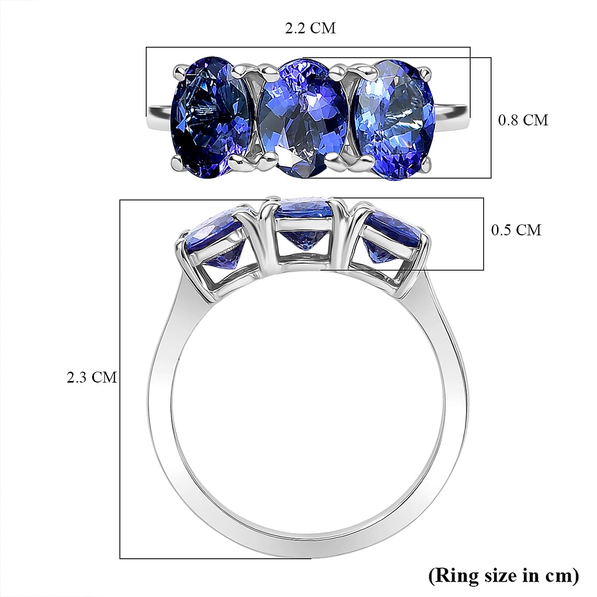 Rhapsody 950 Platinum AAAA Tanzanite 3 Stone Ring, Platinum Wt.5.48 Gms  3.987  Ct.