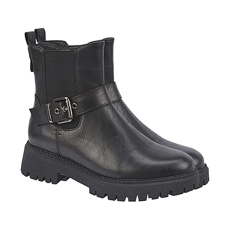 Shoes By Emma Lapari Cleated Sole Ankle Chelsea Boots (Size 6) - Black