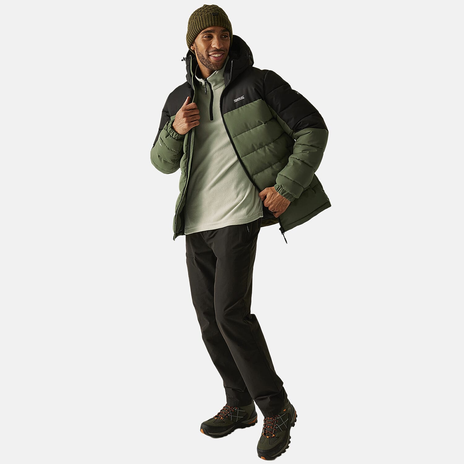 Regatta Mens Padded Jacket With Hood (Size XL) - Black