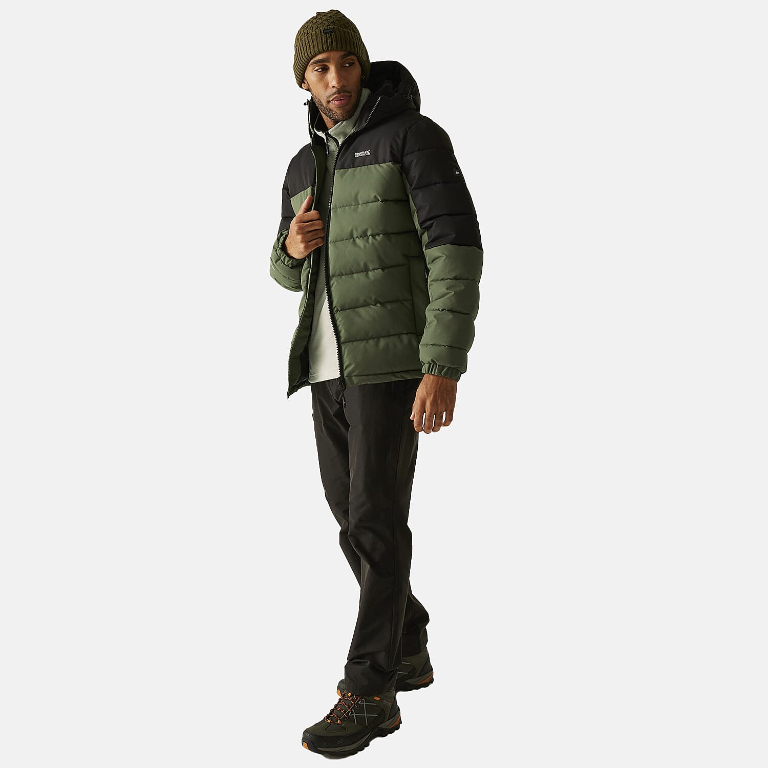 Regatta Mens Padded Jacket With Hood (Size XL) - Black