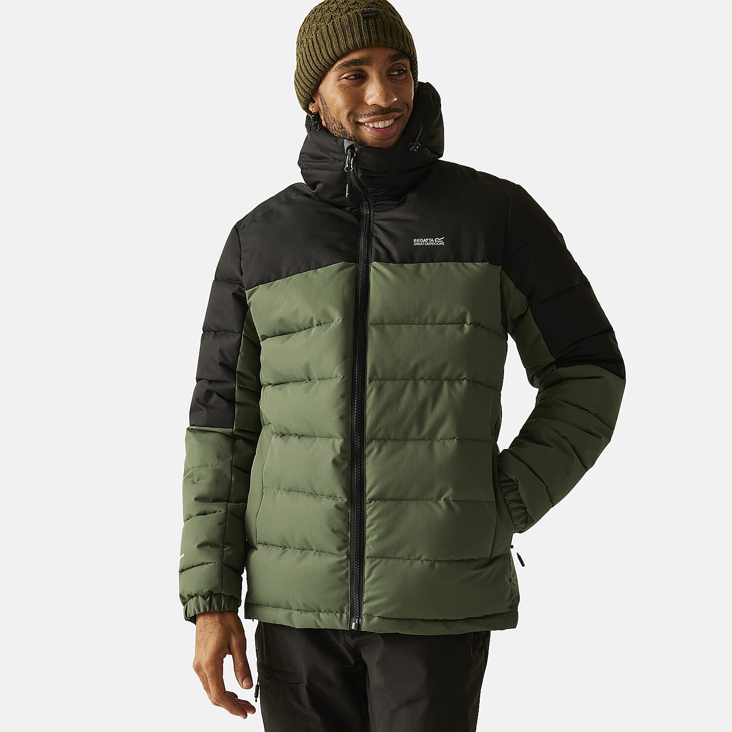 Regatta Mens Padded Jacket With Hood (Size XL) - Black