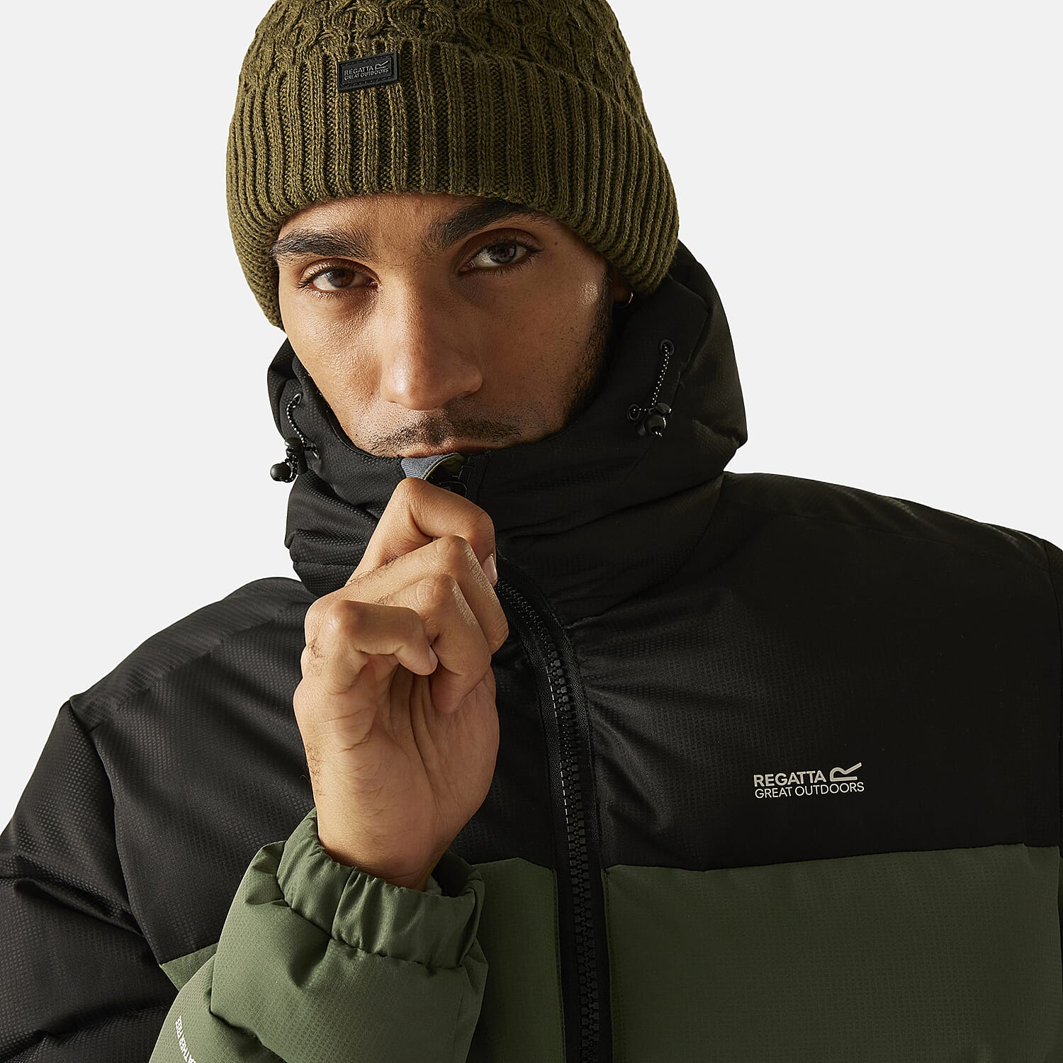 Regatta Mens Padded Jacket With Hood (Size XL) - Black