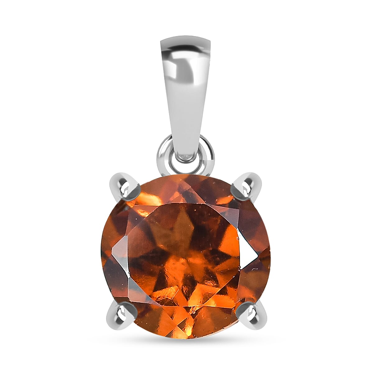 D'Joy Hessonite Garnet Solitaire Pendant in Platinum OverlaySterling Silver  1.616  Ct.