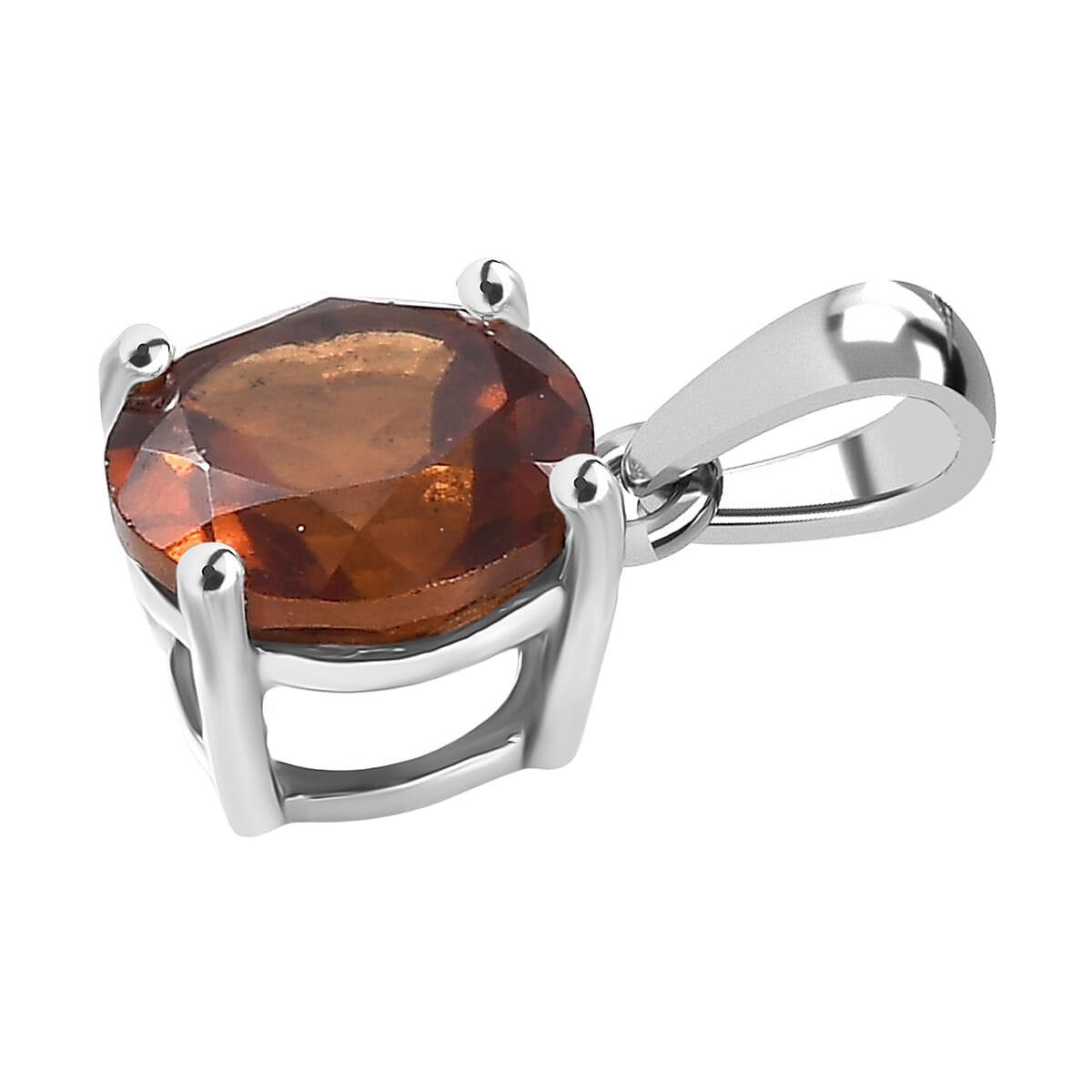 D'Joy Hessonite Garnet Solitaire Pendant in Platinum OverlaySterling Silver  1.616  Ct.