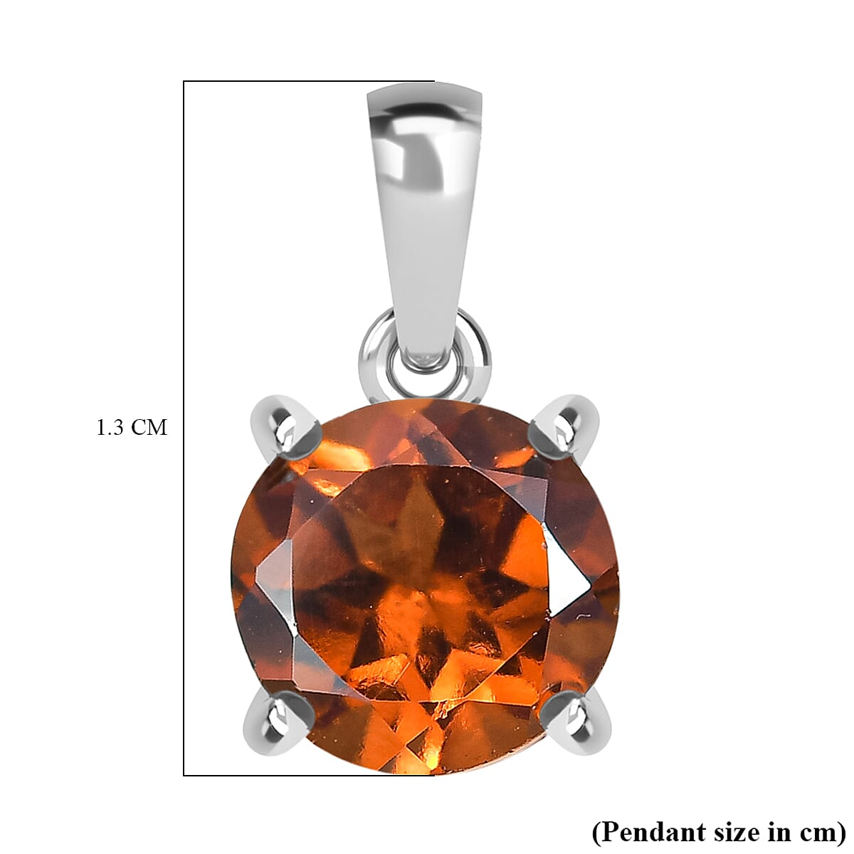 D'Joy Hessonite Garnet Solitaire Pendant in Platinum OverlaySterling Silver  1.616  Ct.
