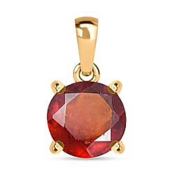 D'Joy Ceylon Hessonite Garnet Solitaire Pendant in Yellow Gold Plated Sterling Silver 1.62 Ct.