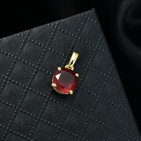 D'Joy Ceylon Hessonite Garnet Solitaire Pendant in Yellow Gold Plated Sterling Silver 1.62 Ct.