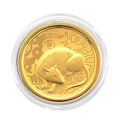 24K Yellow Gold Chinese Zodiac Mouse Coin (30mm)