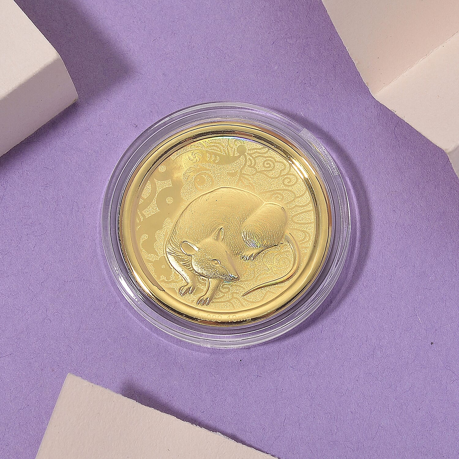 24K Yellow Gold (99.9% Purity) Chinese Zodiac Disc (30mm) - Rat